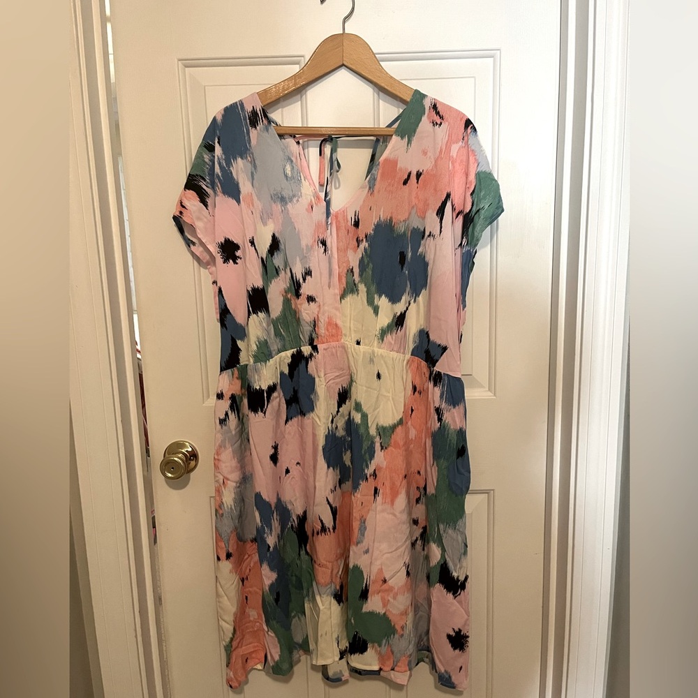 Ava & Viv Abstract Floral Mini A Line Dress - sz 1X (NWT)